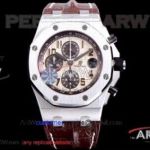 JF Cal.3126  Audemars Piguet Royal Oak Offshore Chronograph Watches - Stainless Steel Case Brown Leather Band